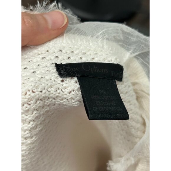 Nue Options Womens White Cotton Sequin Half Sleeve Cardigan Pockets SZ PS - Picture 6 of 9